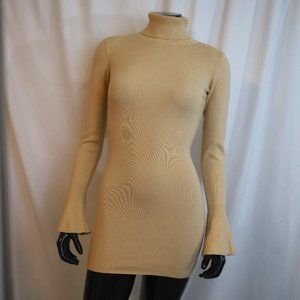 Pale Beige Turtleneck Sweater Dress
